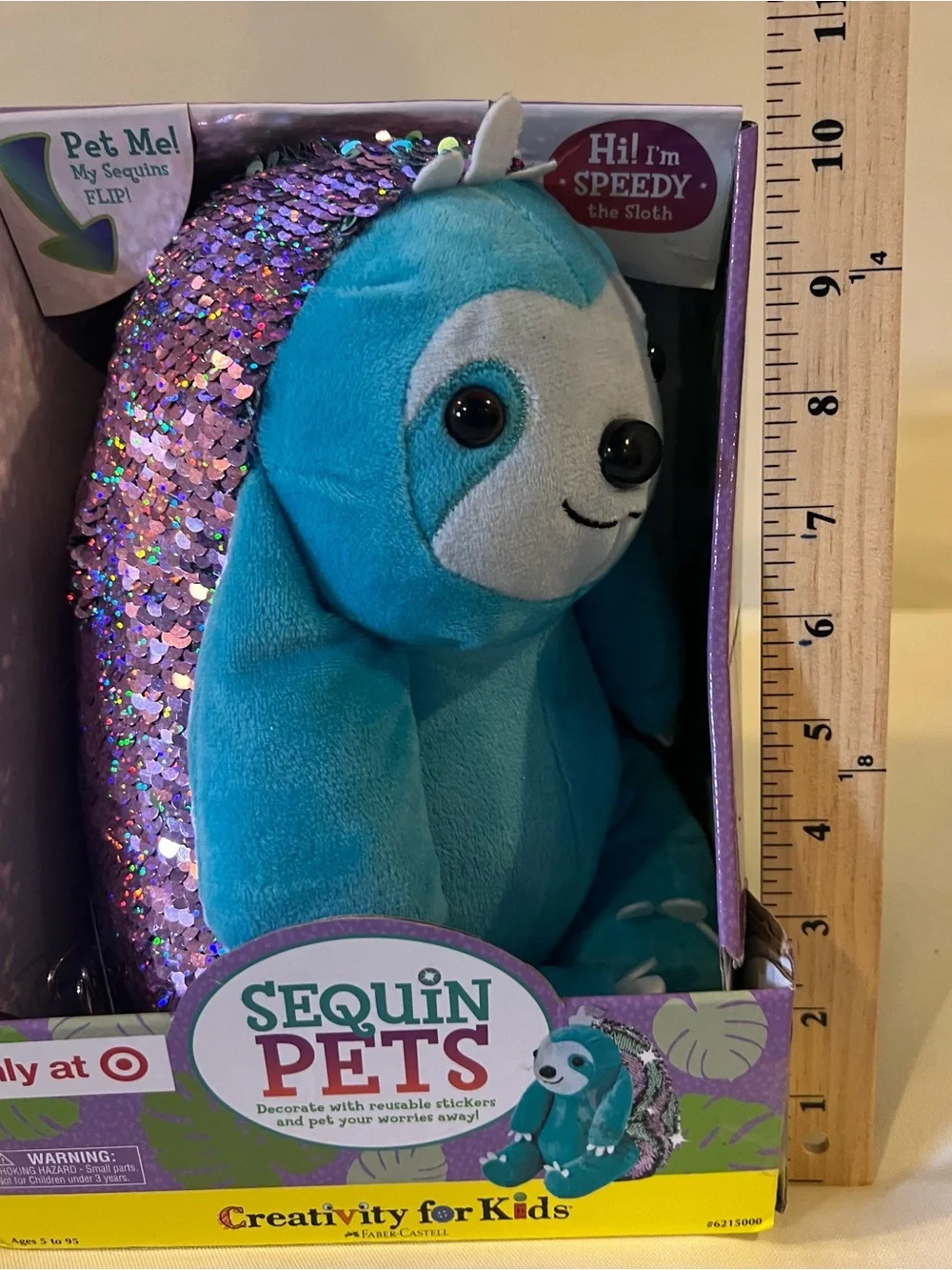Sequin Pets Speedy the Sloth Plush - Teal & Purple